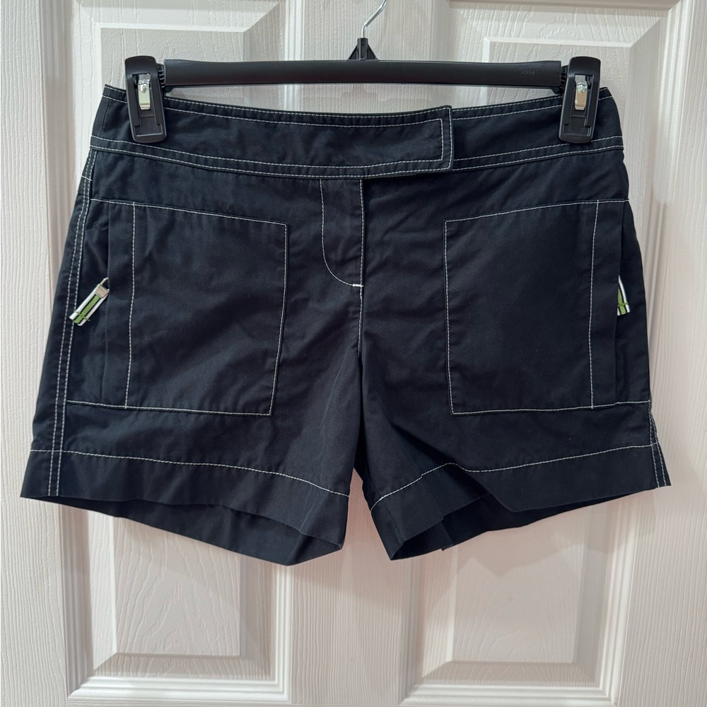 Ann Taylor LOFT Black Cargo Shorts with White Stitching